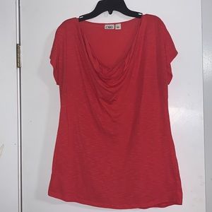 Cato coral cowl neck tee